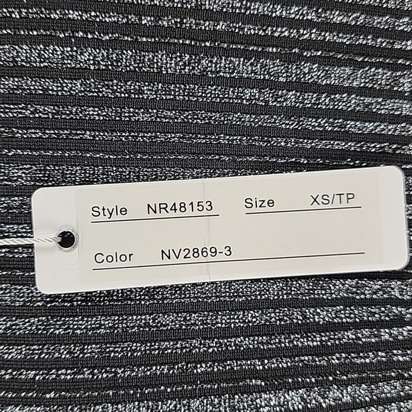 Spense Size XS Metallic Black & Silver Raglan Sleeve Belted Dress, NEW with Tag - Picture 7 of 16